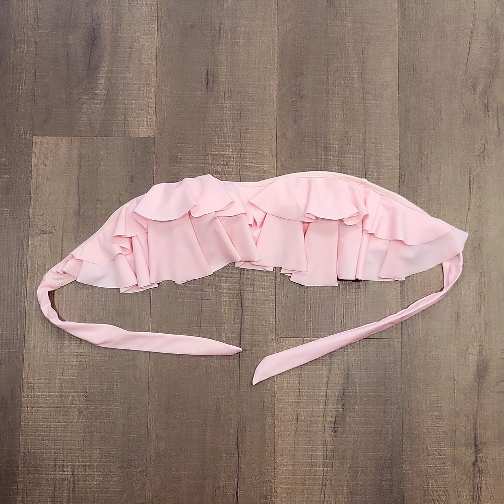 Strapless Pink double ruffle bikini top